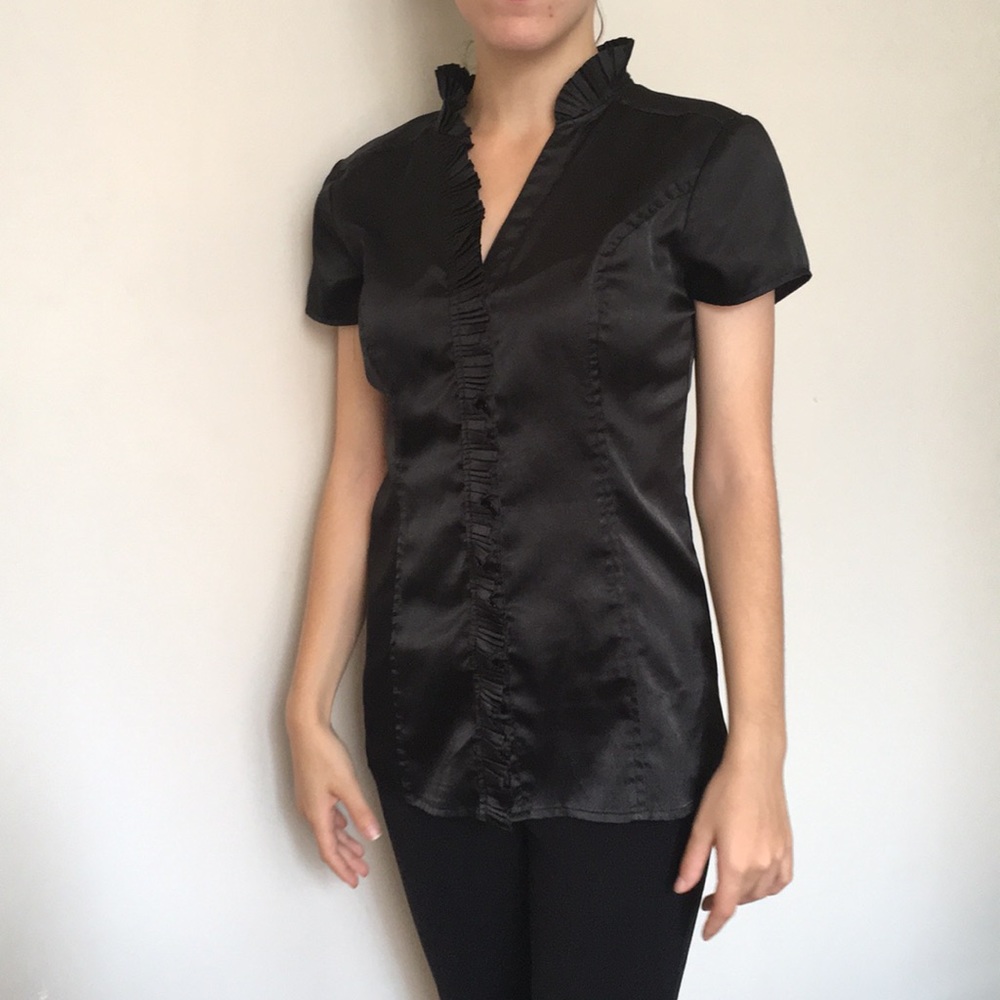 Charlotte Russe Satin Button-up T-shirt Blouse